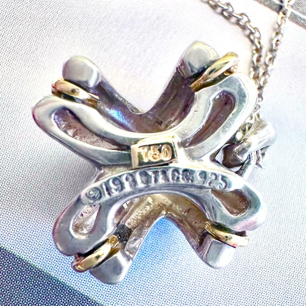 Tiffany Necklace 18k real Gold  and Silver Necklace - Picture 6 of 8